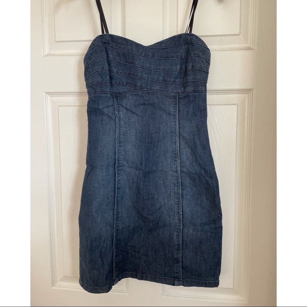 Denim strapless dress